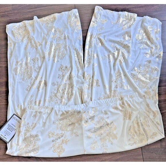 MSK Women's Plus Size Printed Chiffon Pull-On Palazzo Pants Ivory Gold 2X - Picture 8 of 11